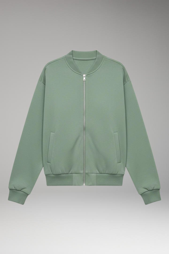 Women’s Bomber Jacket with Zipper Closure and Side Pockets