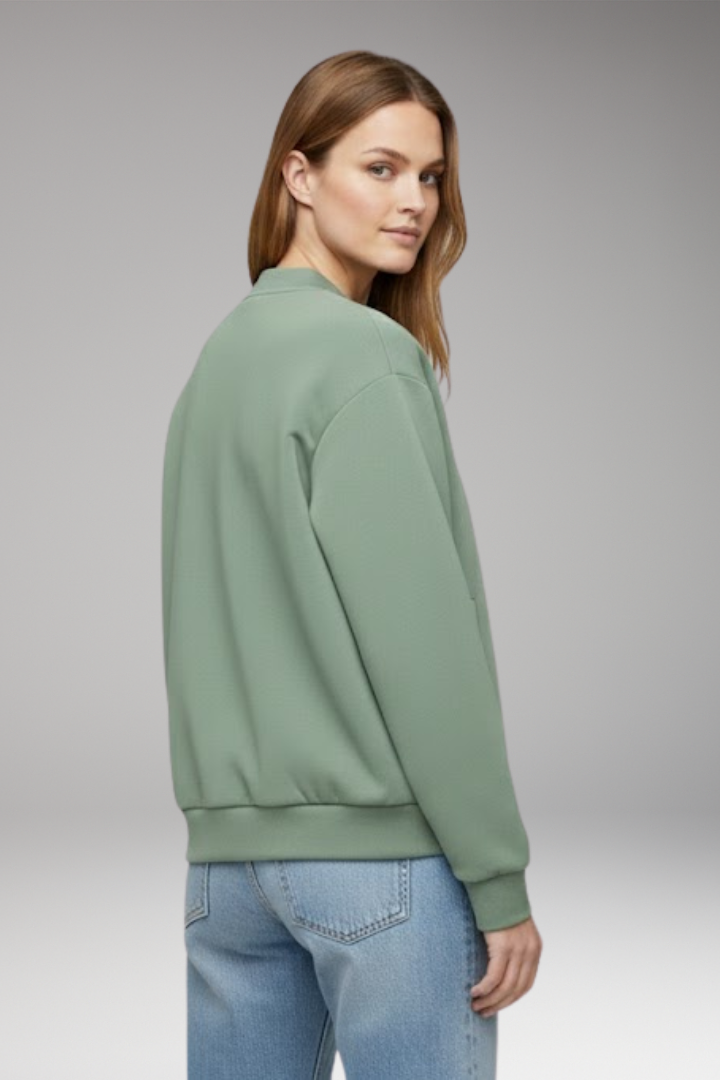 Women’s Bomber Jacket with Zipper Closure and Side Pockets