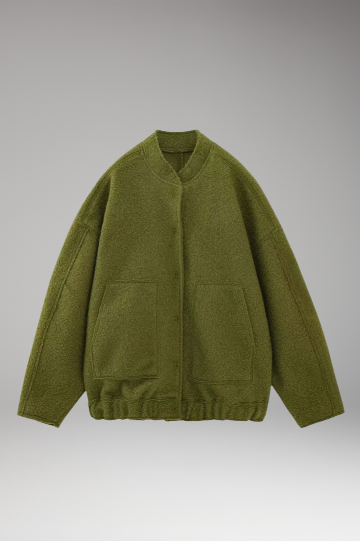 Women’s Bomber Jacket with Zipper Front and Ribbed Details
