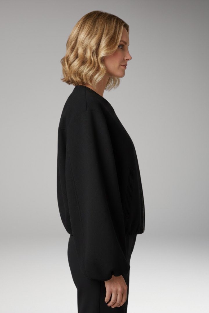 Women’s Bomber Jacket with Zipper and Elastic Fit