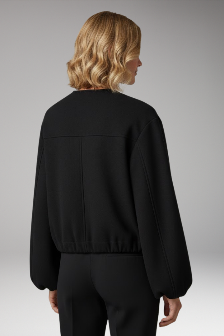 Women’s Bomber Jacket with Zipper and Elastic Fit