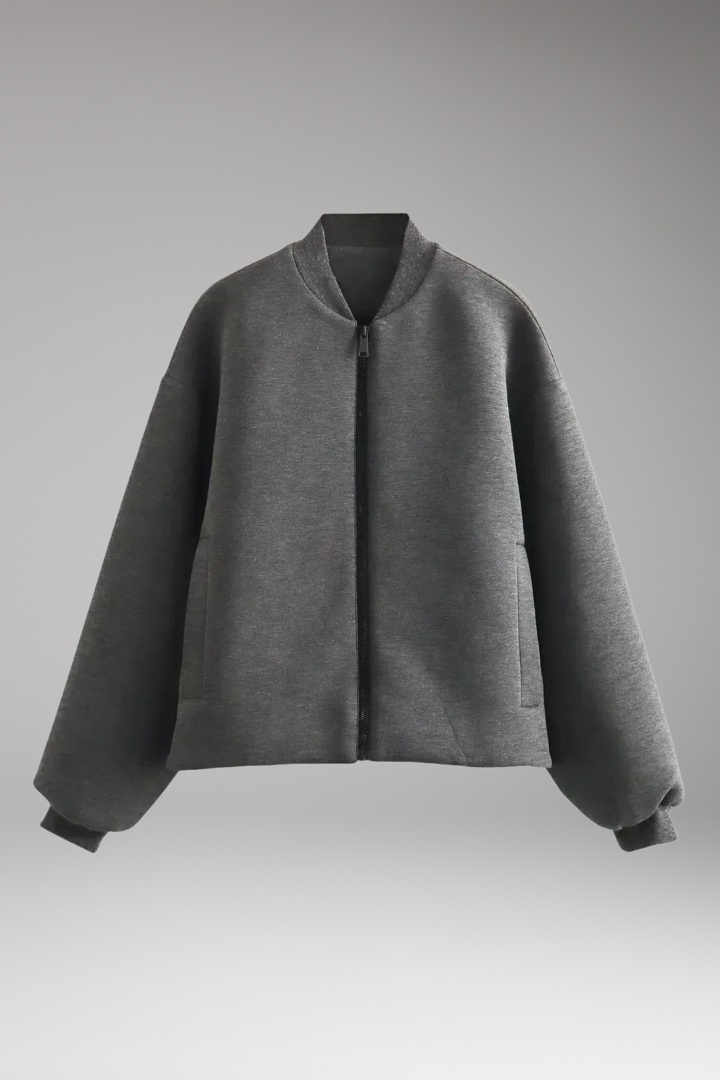 Women’s Bomber Jacket with Zipper and Functional Side Pockets