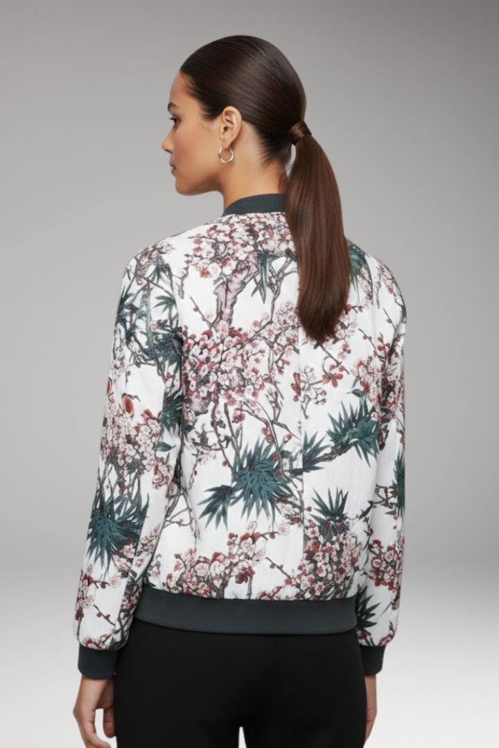 Women’s Bomber Jacket with Zipper and Ribbed Cuffs