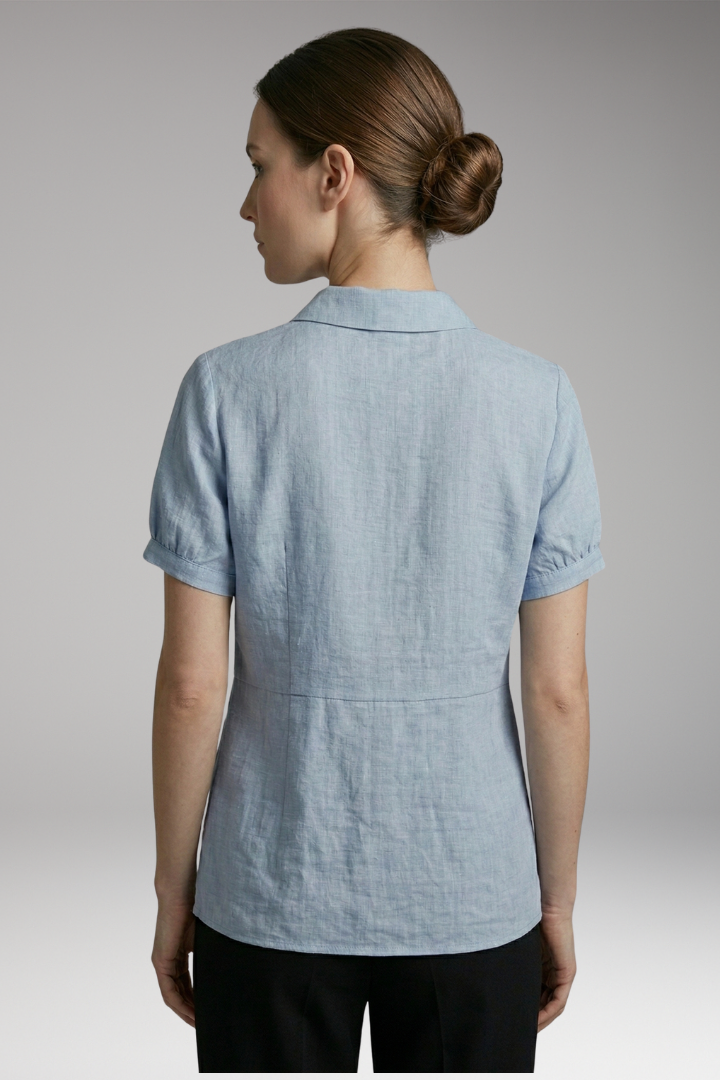 Women's Button-Down Top with Short Sleeves and Collared Neck