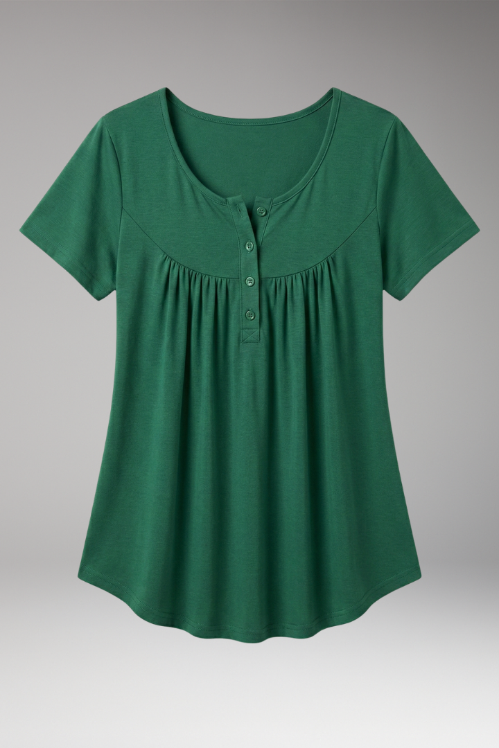 Women's Button-Down Top with V-Neck and Loose Fit