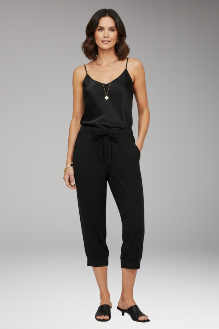 Women’s Capri Pants with Elastic Waist and Drawstring