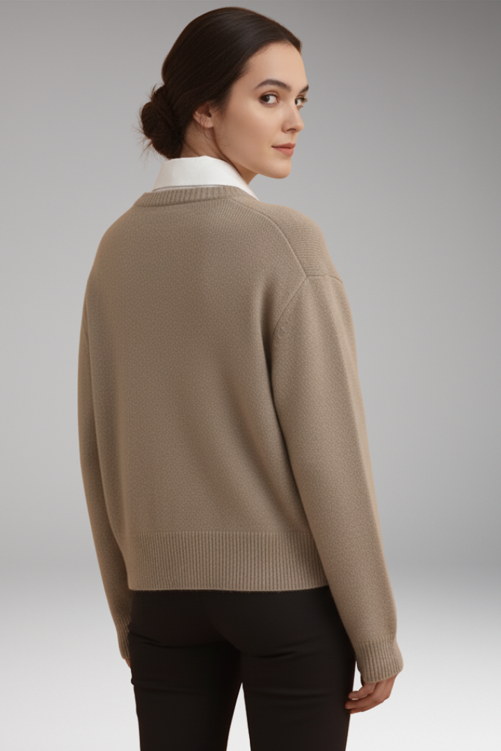 Women’s Cardigan with Asymmetrical Buttons and Long Sleeves