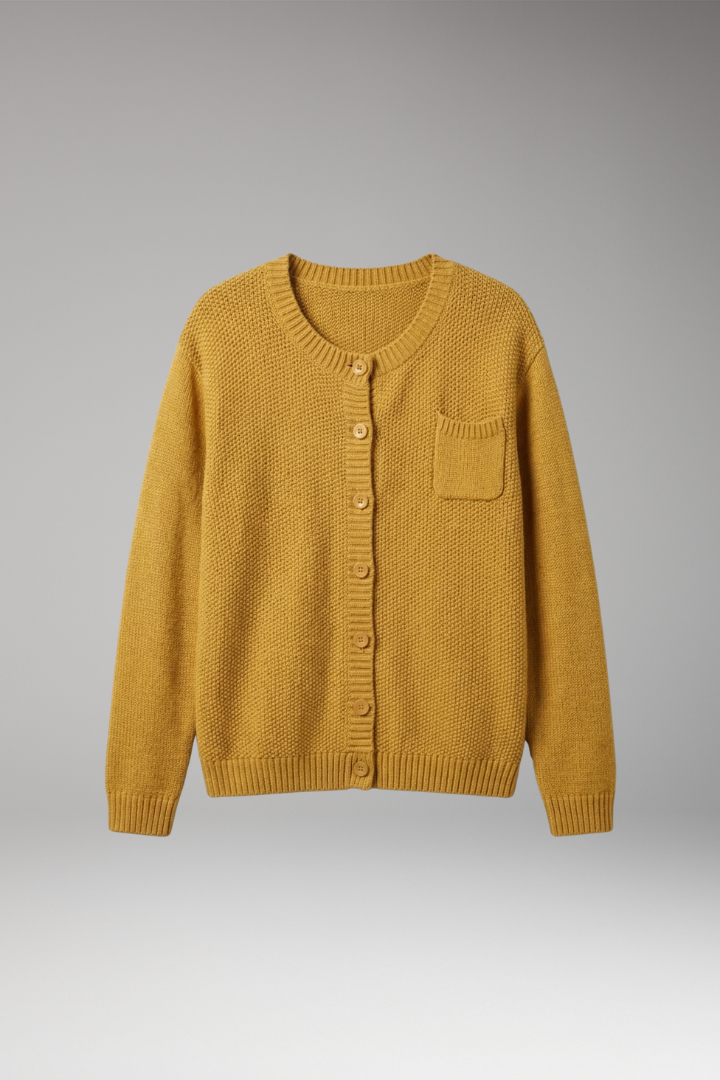 Women’s Cardigan with Button Closure and Chest Pocket