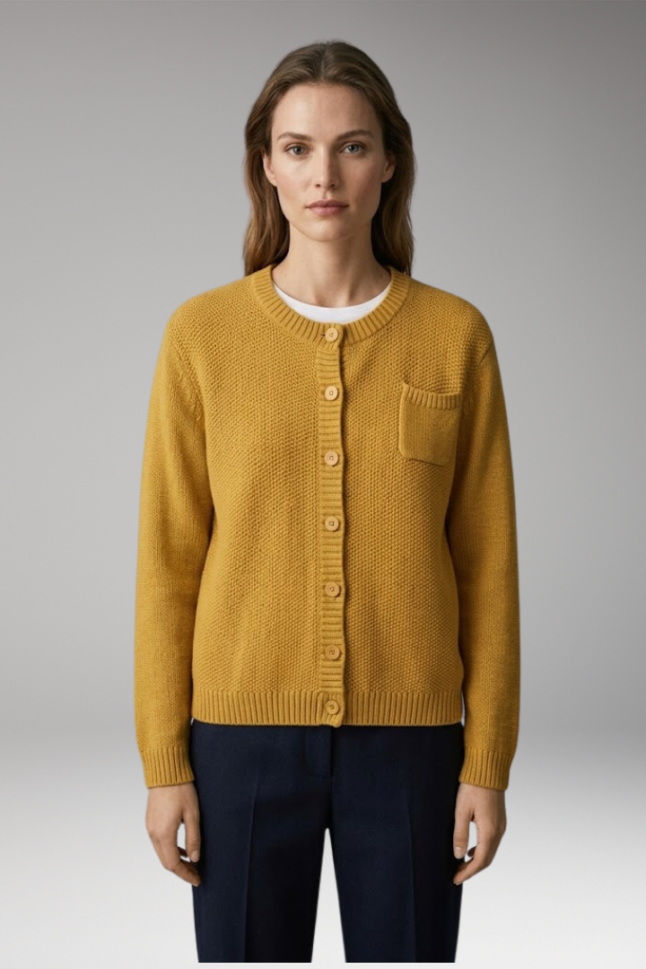Women’s Cardigan with Button Closure and Chest Pocket
