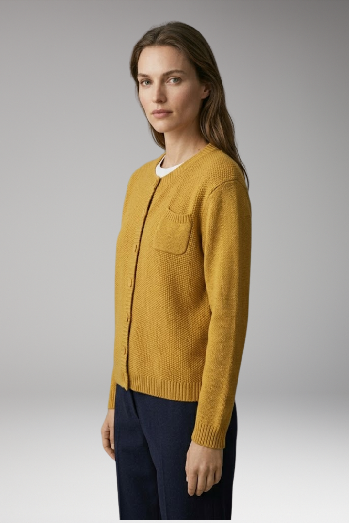 Women’s Cardigan with Button Closure and Chest Pocket