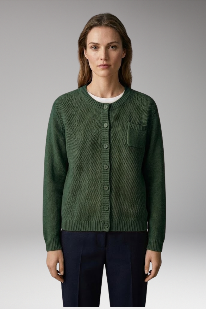 Women’s Cardigan with Button Closure and Chest Pocket