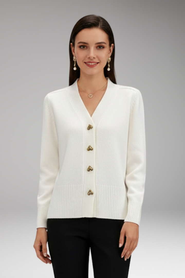 Women’s Cardigan with Button Front and Ribbed Cuffs