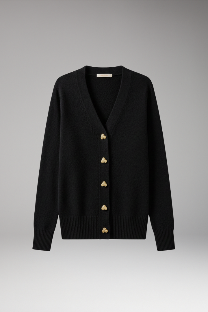 Women’s Cardigan with Button Front and Ribbed Cuffs