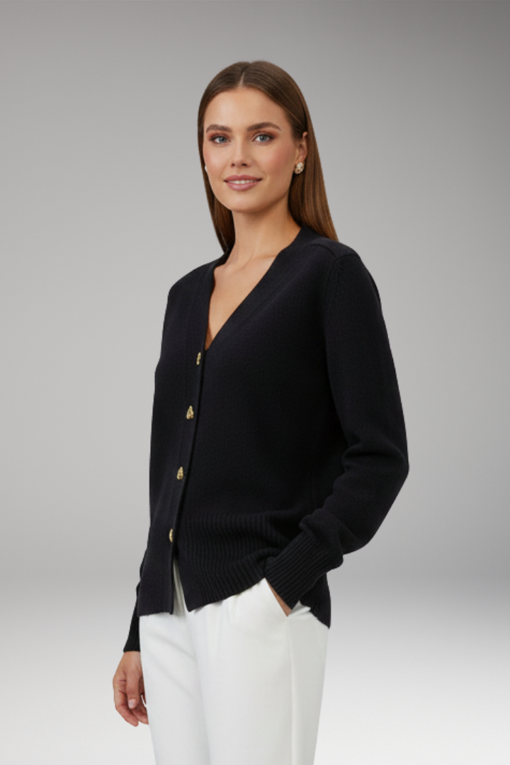 Women’s Cardigan with Button Front and Ribbed Cuffs