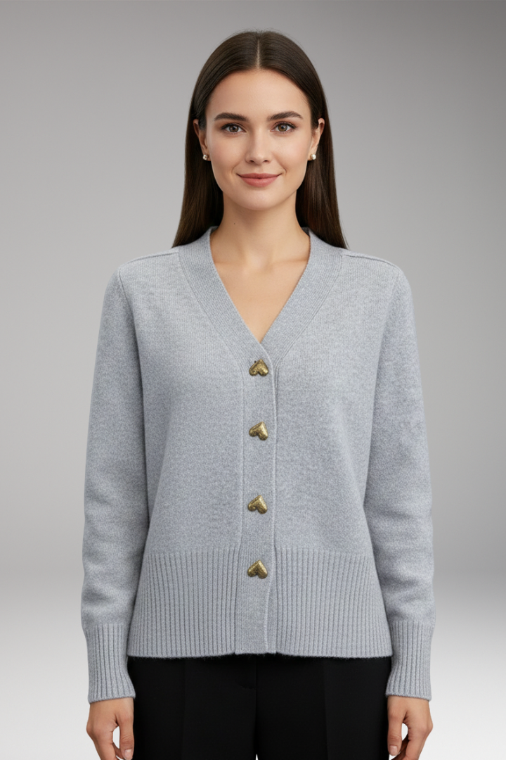 Women’s Cardigan with Button Front and Ribbed Cuffs