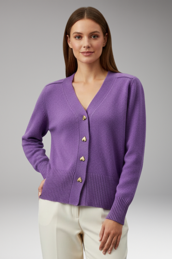 Women’s Cardigan with Button Front and Ribbed Cuffs