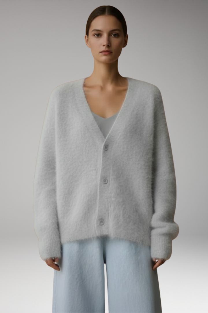 Women’s Cardigan with Button Front and Textured Surface