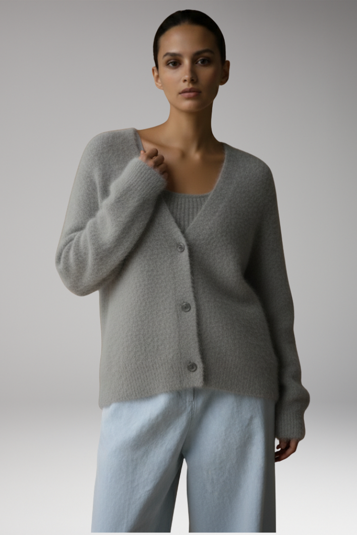 Women’s Cardigan with Button Front and Textured Surface