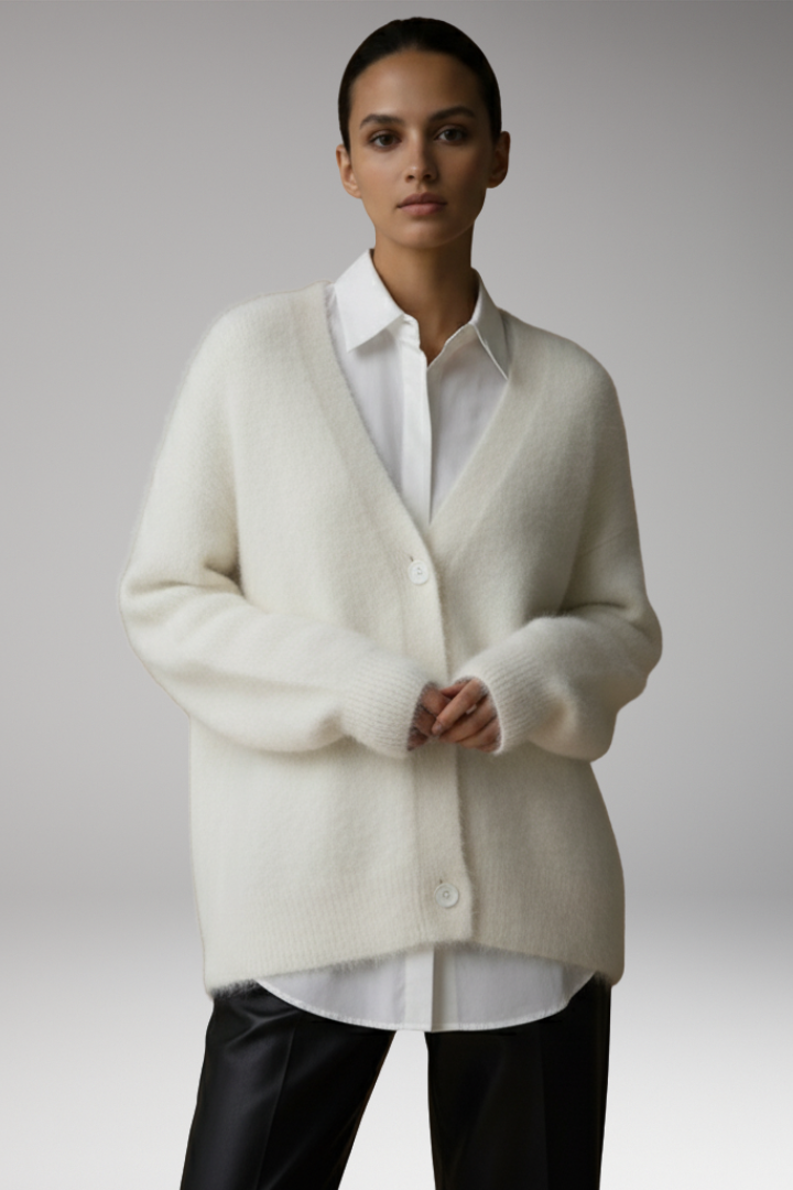 Women’s Cardigan with Button Front and Textured Surface