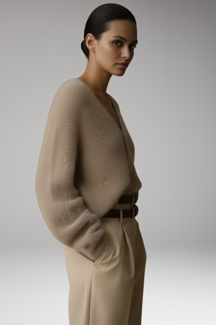Women’s Cardigan with Button Front and Textured Surface