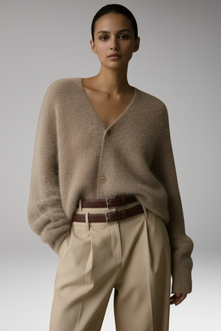 Women’s Cardigan with Button Front and Textured Surface