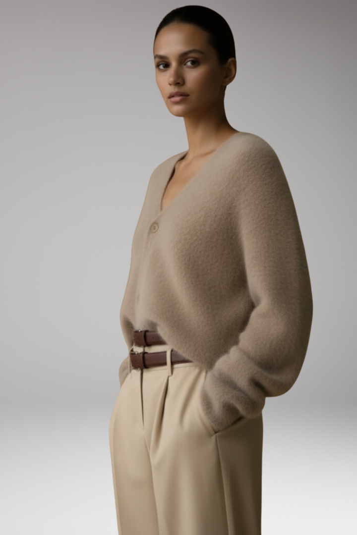 Women’s Cardigan with Button Front and Textured Surface
