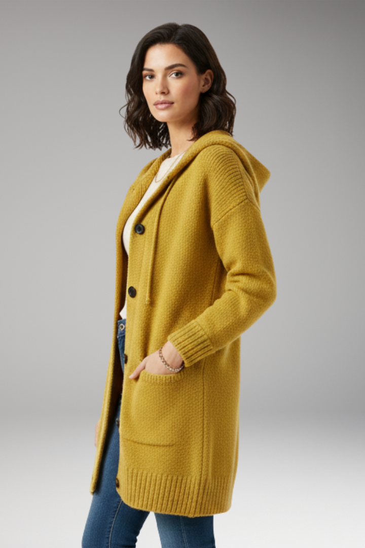 Women’s Cardigan with Hood and Button Closure