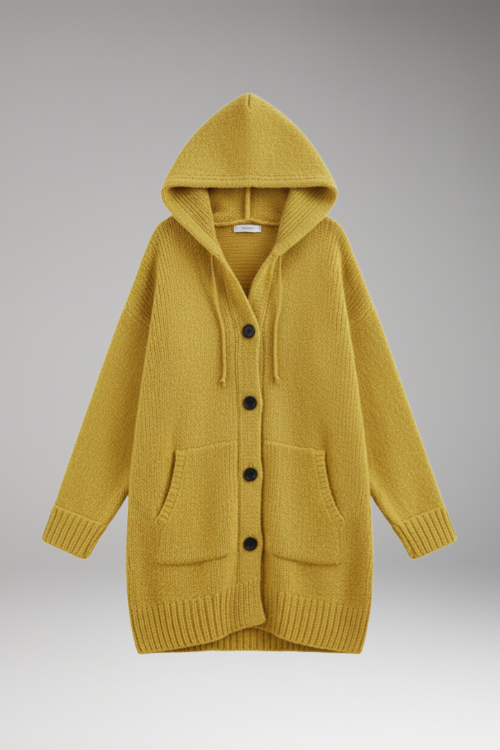 Women’s Cardigan with Hood and Button Closure