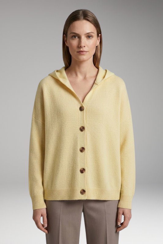 Women's Cardigan with Hooded Neckline and Button Fastening