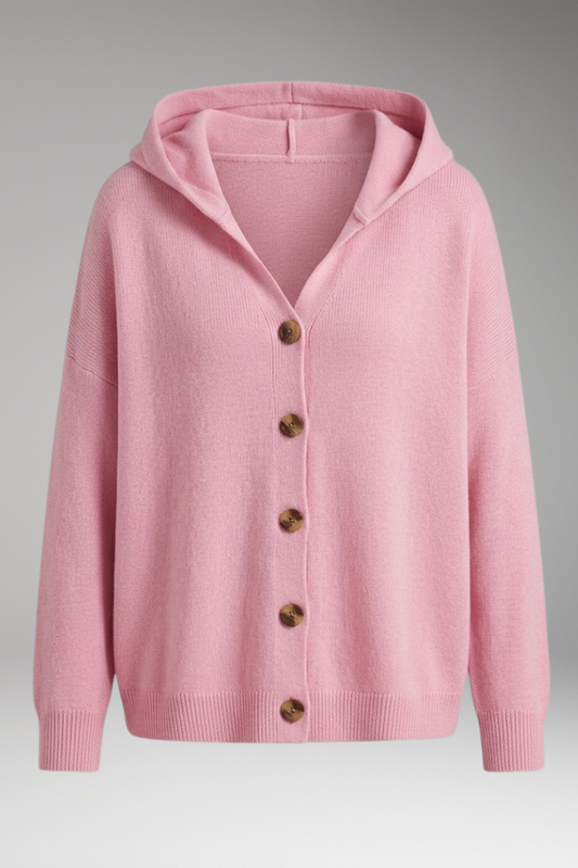 Women's Cardigan with Hooded Neckline and Button Fastening