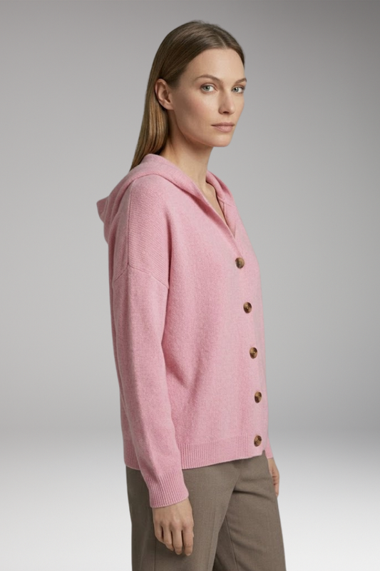Women's Cardigan with Hooded Neckline and Button Fastening