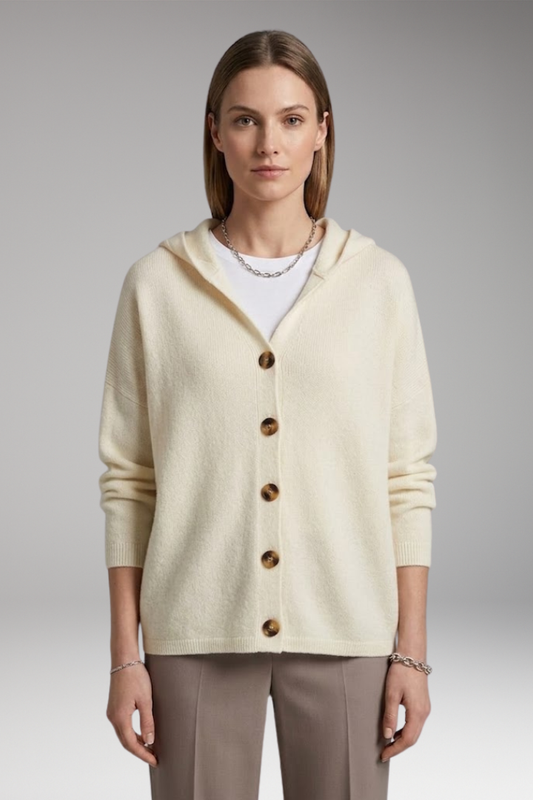 Women's Cardigan with Hooded Neckline and Button Fastening
