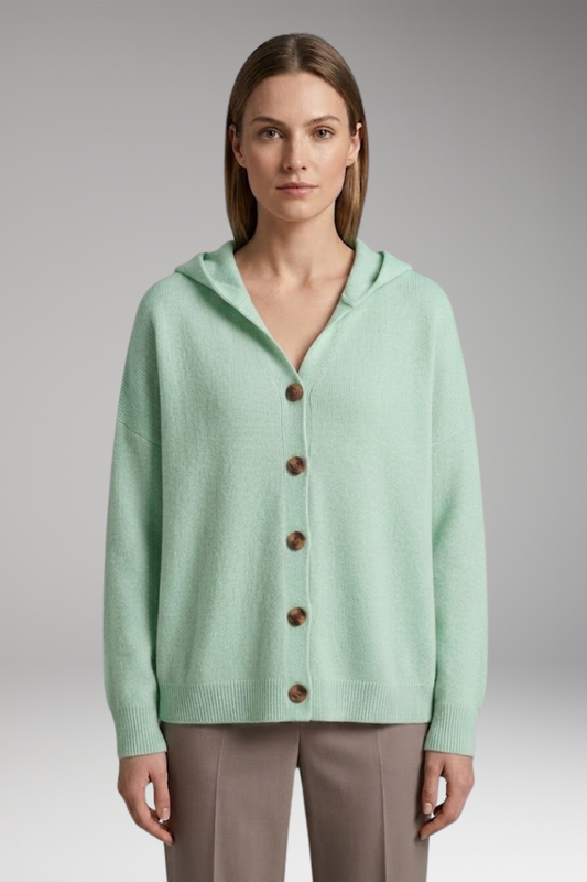 Women's Cardigan with Hooded Neckline and Button Fastening