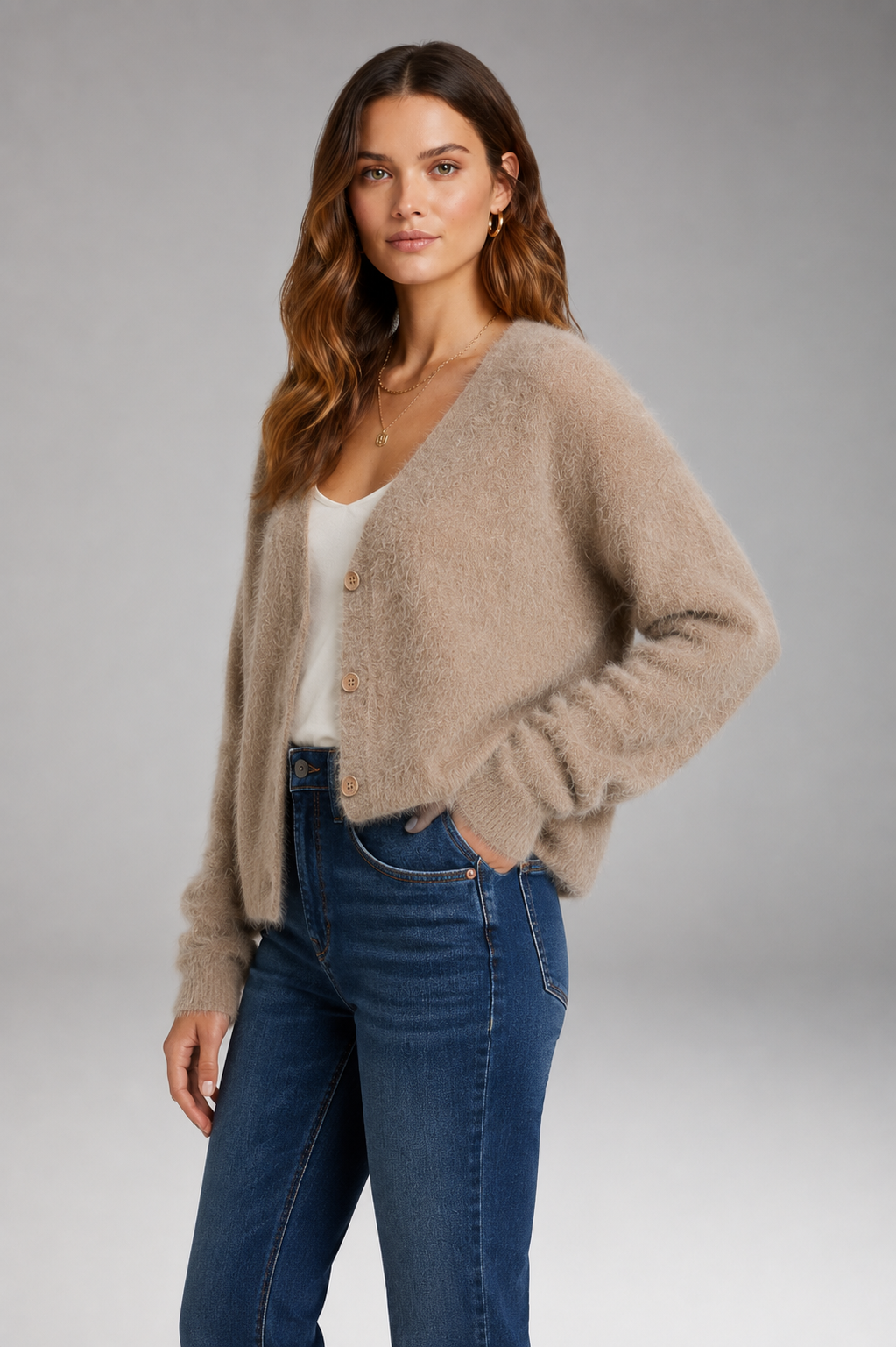 Women's Cardigan with Regular Fit and Button Closure