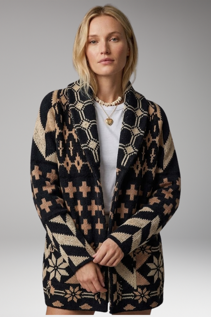 Women’s Cardigan with Shawl Collar and Button Closure