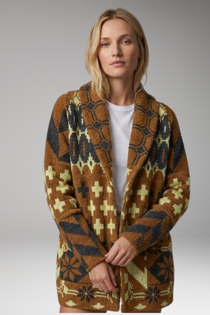 Women’s Cardigan with Shawl Collar and Button Closure