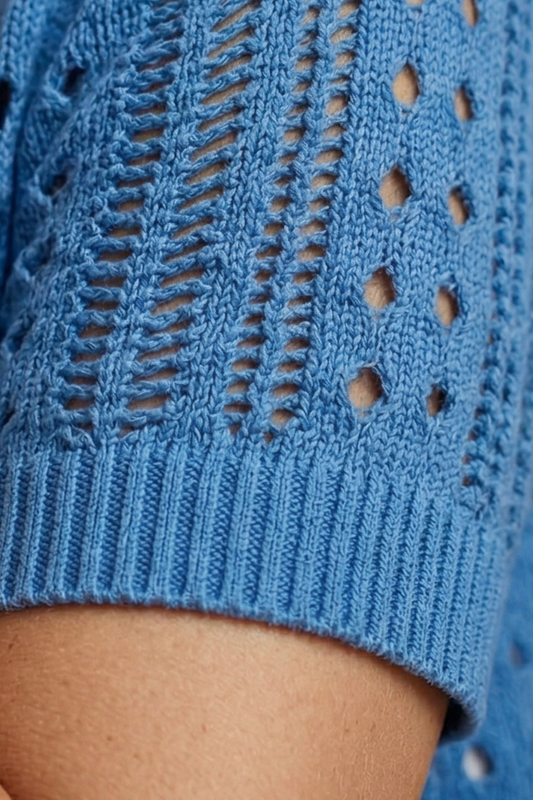 Women's Cardigan with Short Sleeves and Hollow Knit Surface