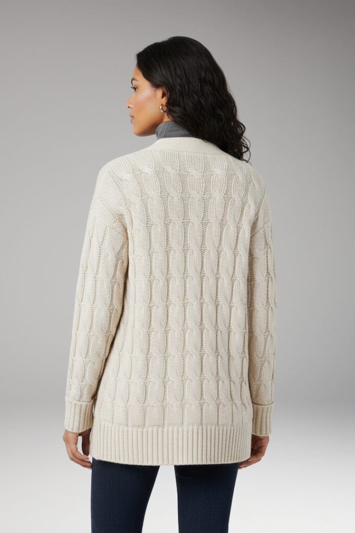 Women’s Cardigan with V-Neckline and Textured Surface