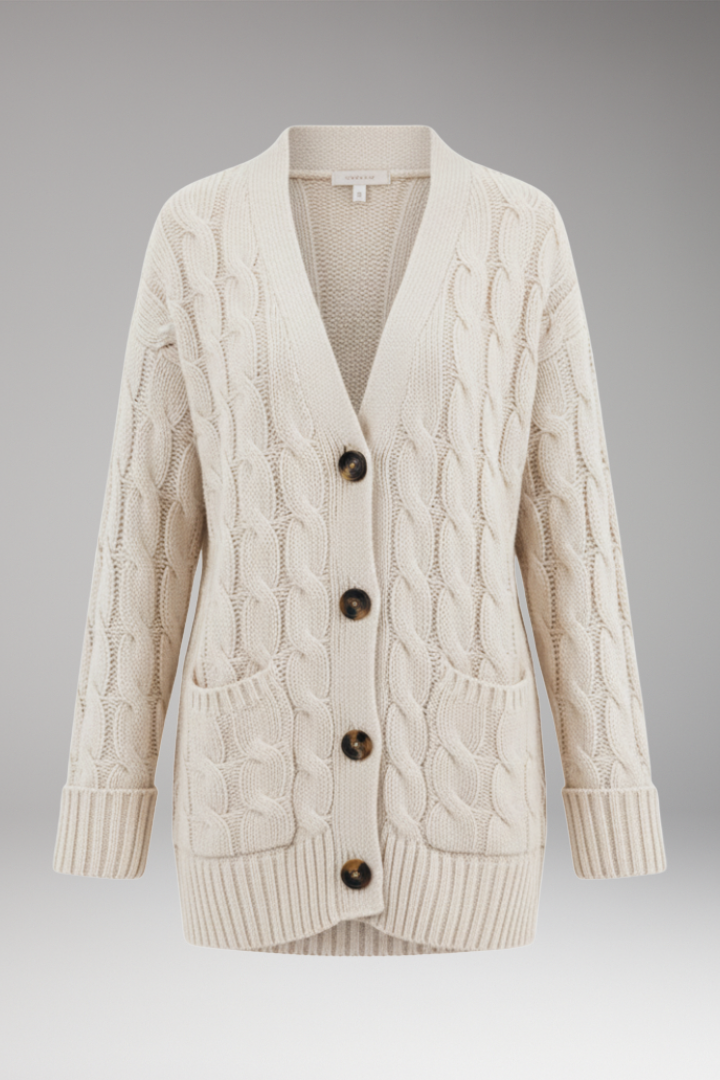 Women’s Cardigan with V-Neckline and Textured Surface