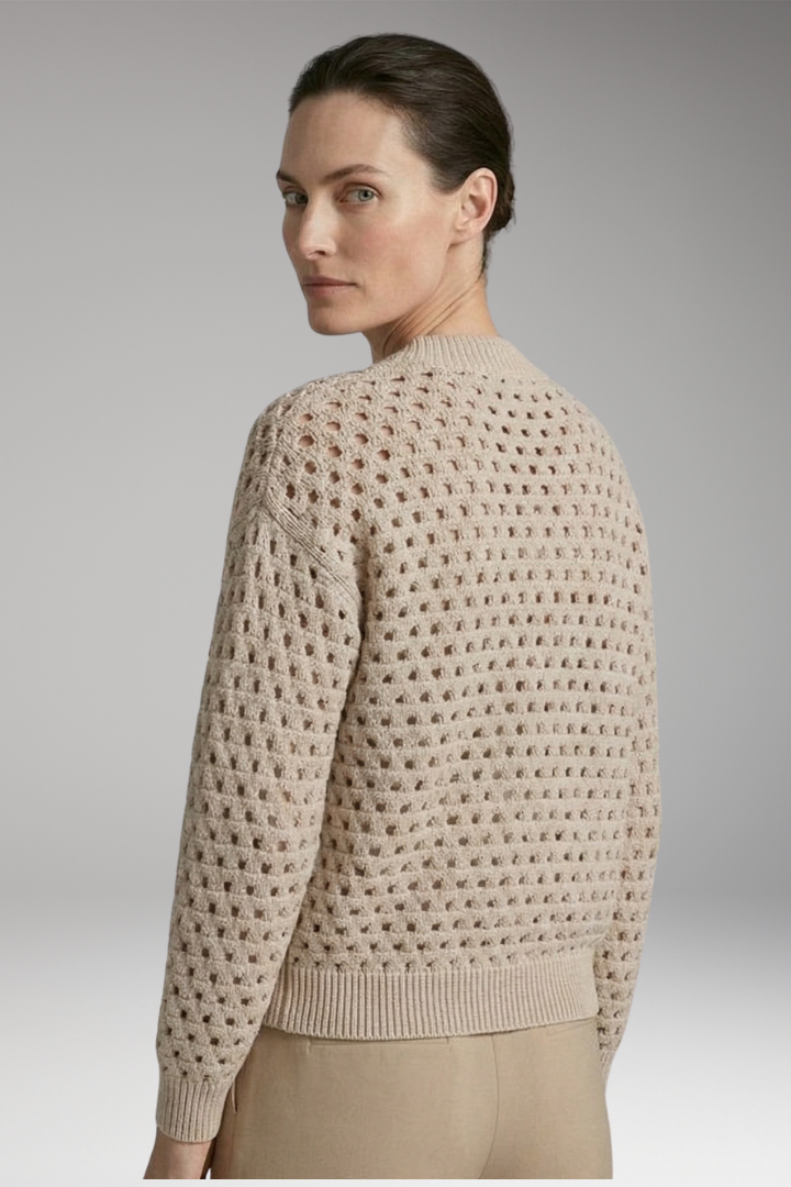 Women’s Cardigan with Zip Closure and Cut-Out Knit