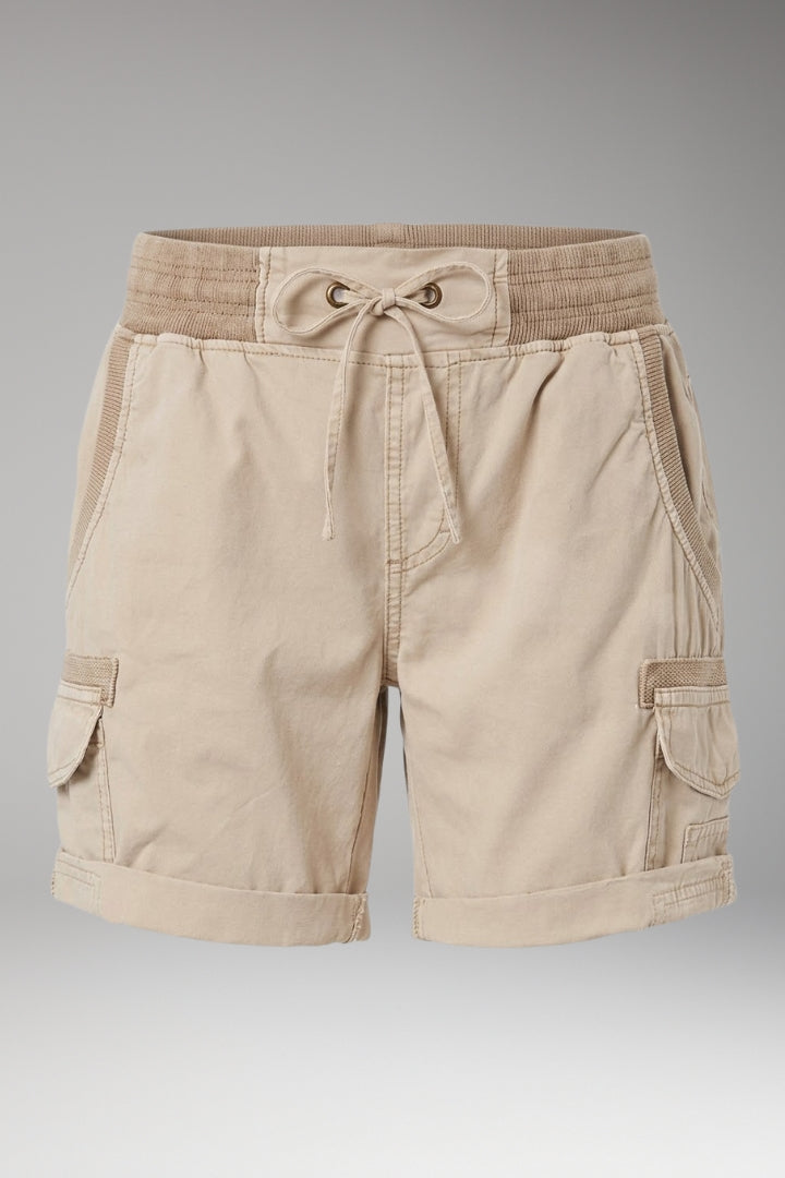 Women's Cargo Shorts with Drawstring Waistband and Side Pockets