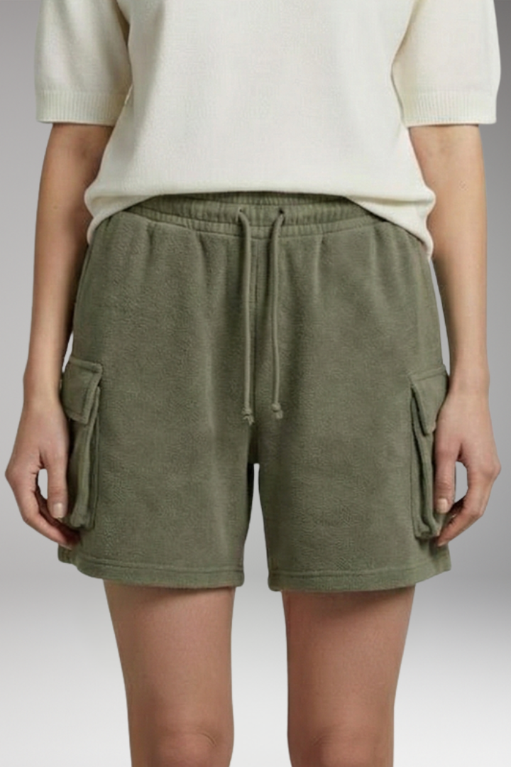 Women's Cargo Shorts with Drawstring and Flap Pockets