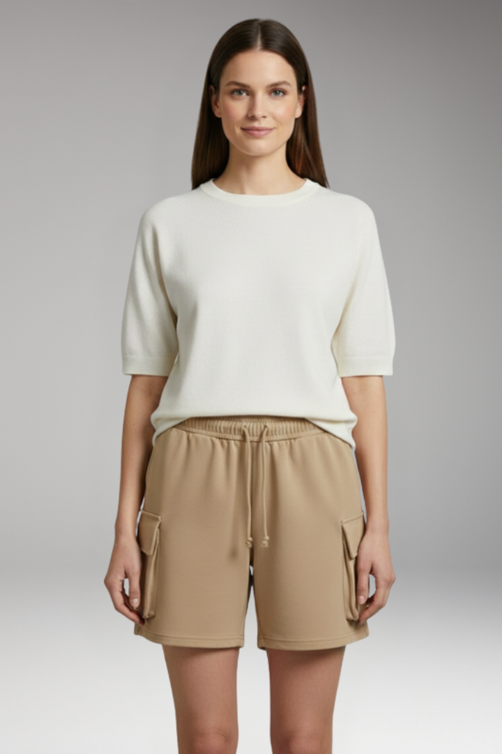 Women's Cargo Shorts with Drawstring and Flap Pockets
