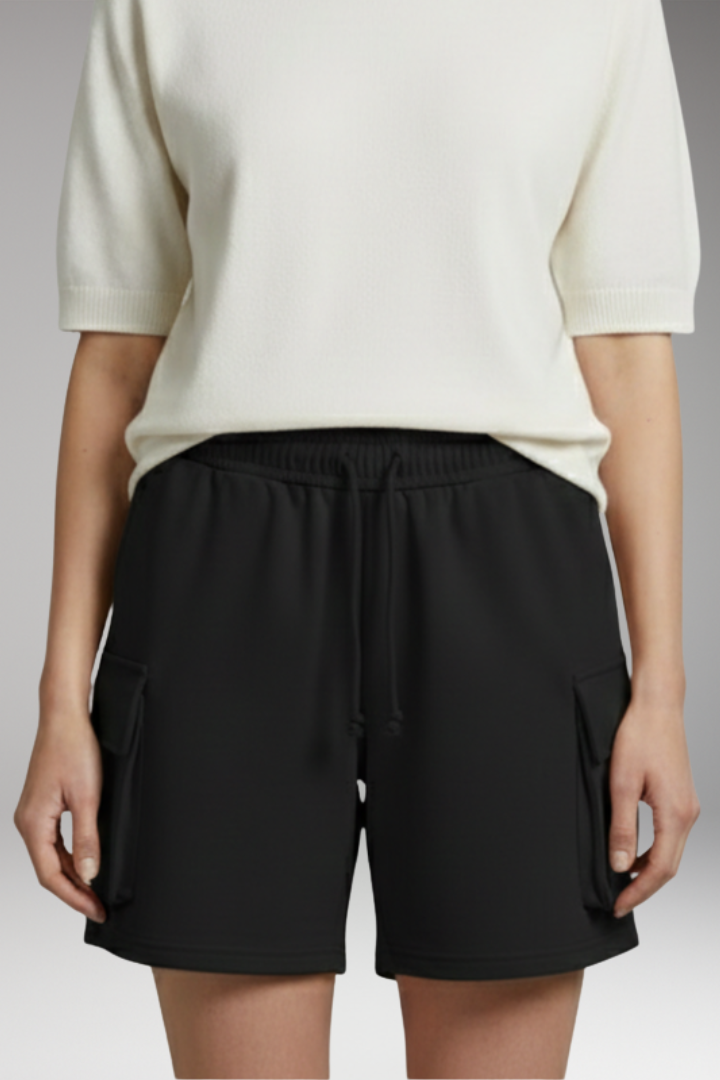 Women's Cargo Shorts with Drawstring and Flap Pockets