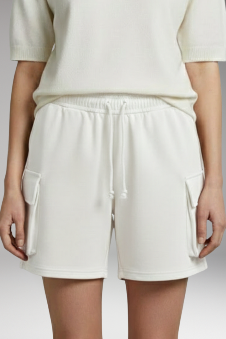 Women's Cargo Shorts with Drawstring and Flap Pockets