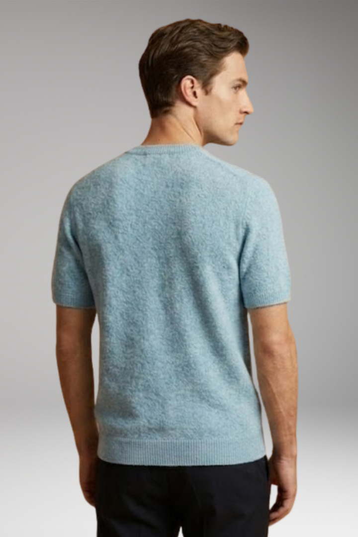 Women's Cashmere T-Shirt with Short Sleeves and Ribbed Trims