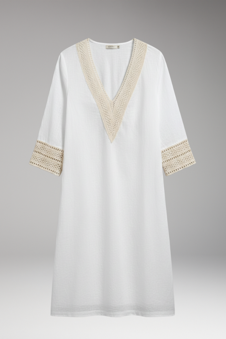 Women's Casual Dress with Cotton-Linen Blend and Timeless Design