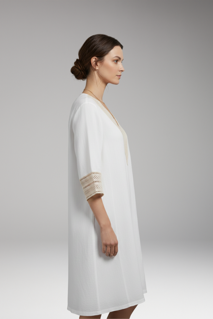 Women's Casual Dress with Cotton-Linen Blend and Timeless Design