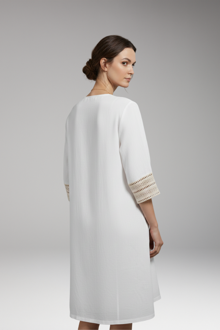 Women's Casual Dress with Cotton-Linen Blend and Timeless Design