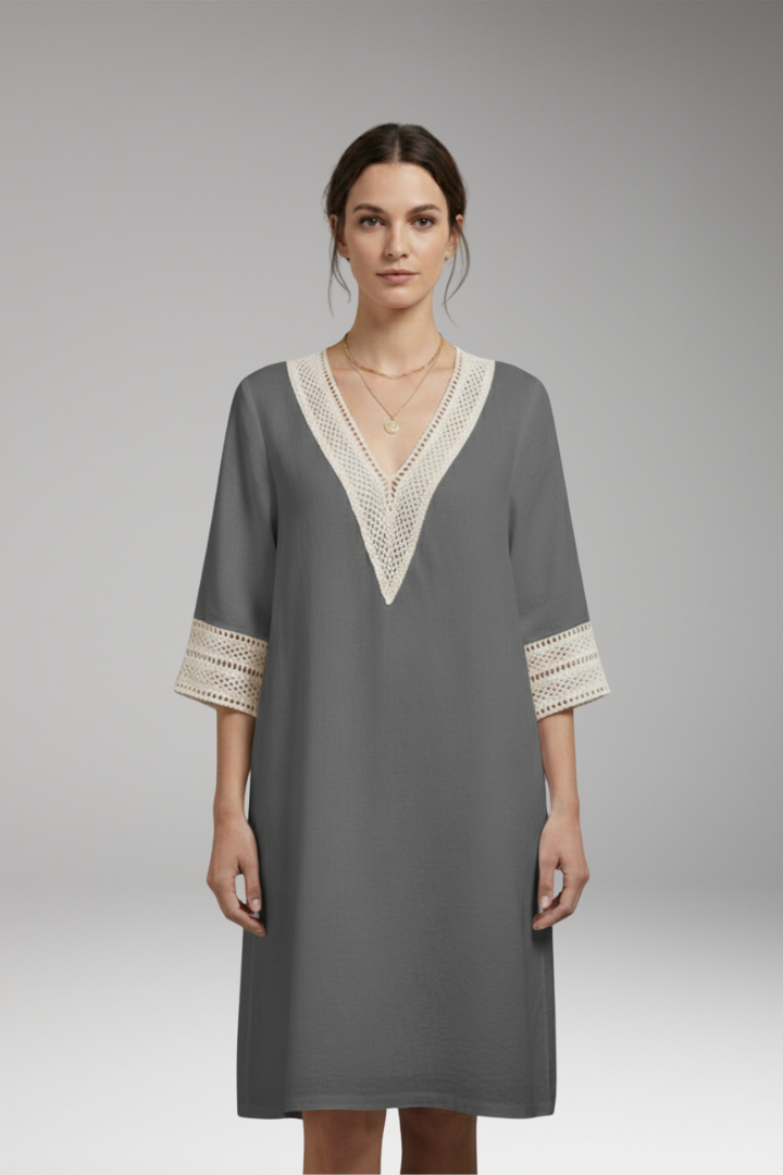 Women's Casual Dress with Cotton-Linen Blend and Timeless Design